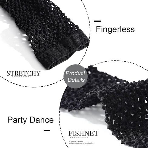 Yikisdy Fashion 80s Fishnet Gloves Fingerless Sexy Glove Neon Long Gloves Stretchy Goth Party Dance Glove for Women and Girls in Kuwait