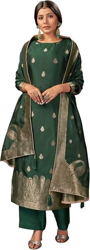 بدلة فاردا الهندية الباكستانية سالوار كاميز للنساء || قماش فيسكوز زاري حرير غير مخيط in Kuwait