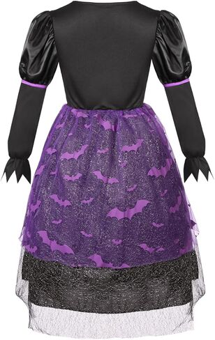 زي ساحرة مضيء من IBQ مع قبعة ومكنسة للفتيات والأطفال زي الهالوين الساحرة مع مجموعة ملابس تنكرية مع إكسسوارات in Kuwait