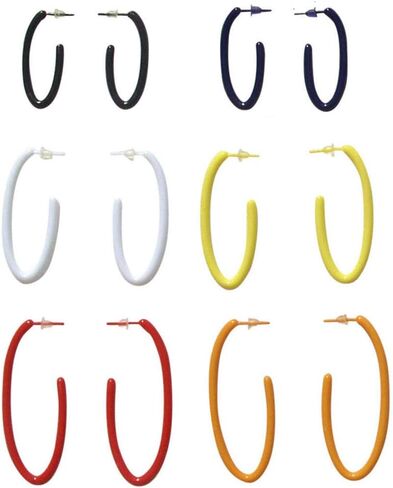 6 أزواج متعددة الألوان هوب الاكريليك النايلون البلاستيك آخر أقراط الطبية هيبوالرجينيك لا ترصيع المعادن آذان حساسة in Kuwait