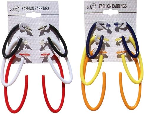 6 أزواج متعددة الألوان هوب الاكريليك النايلون البلاستيك آخر أقراط الطبية هيبوالرجينيك لا ترصيع المعادن آذان حساسة in Kuwait