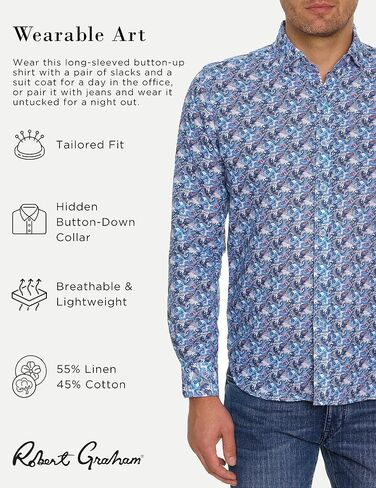Robert Graham Men Big SUR Long Sleeve Button Down Shirt, Multi, Large in Saudi Arabia