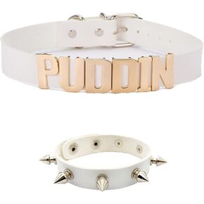 YANCHUN Puddin Choker Necklace for Women Leather Spike Bracelet Halloween Costume Accessories