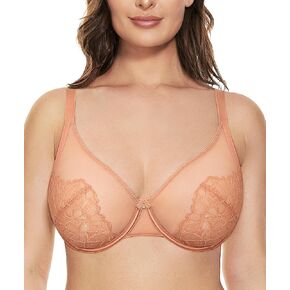 حمالة صدر نسائية من Wingslove مصنوعة من الدانتيل الشفاف مع سلك داخلي غير مبطنة تغطية كاملة مقاس كبير صدر كبير in Kuwait