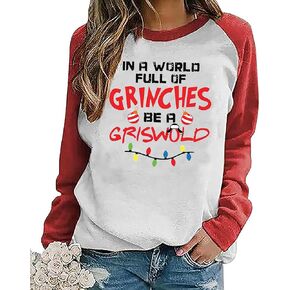 LYEIAO Christmas In A World Full of Be A Griswold Sweatshirt Women Christmas Light Raglan Sleeve Lightweight Pullover Tops