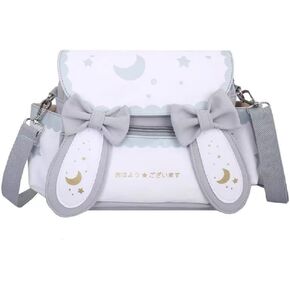 SUFUZEGA Japanese Kawaii Bunny Ear Backpack with Cute Manga Girl School Backpack Book Bag Satchel Student Teen JK (Small, Black)
