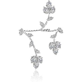 Aprilery Two-Finger Statement Ring for Women, Fashion CZ Crystal Finger Adjustable Rings Cocktail Open Ring Leaf Wedding Party Prom Accessory Jewelry Gifts for Her