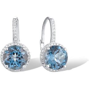 Santuzza 10K Solid Gold Genuine Diamond Leverback Dangle Earrings for Women