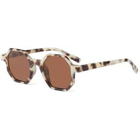 Freckles Mark Hexagonal Sunglasses for Men Women Vintage Retro Plastic Octagon Small Square Glasses