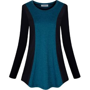 AxByCzD Womens Crewneck Long Sleeve Athletic Shirts Color Block Trendy Casual Workout Tops in Kuwait