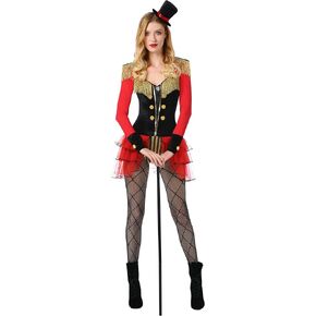 Spirit Halloween Adult Lady of the Ring Costume | Circus Cosplay | Easy Halloween Costume | Red and Black Bodysuit in Saudi Arabia