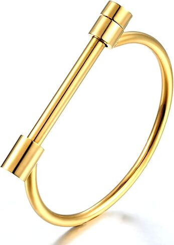 ALoveSoul 2 Pcs Screw Bracelet Stainless Steel Bar Cuff Bangle Set in Kuwait