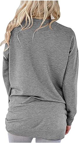 سويت شيرت نسائي كاجوال من AELSON برقبة دائرية وطبعة إيمانية وبلوزة مع جيب in Kuwait