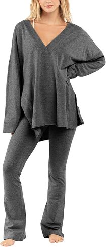 VAOYIU طقم نسائي كبير الحجم ذو وجهين وياقة على شكل حرف V وياقة واسعة مكونة من قطعتين بدلة رياضية in Kuwait