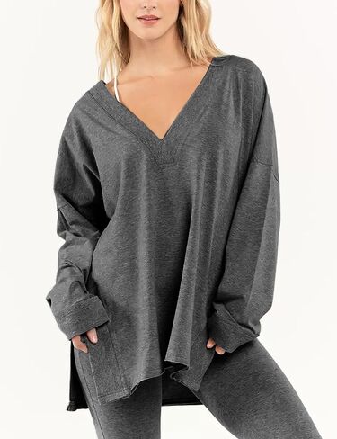 VAOYIU طقم نسائي كبير الحجم ذو وجهين وياقة على شكل حرف V وياقة واسعة مكونة من قطعتين بدلة رياضية in Kuwait