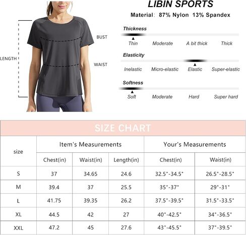 قمصان Libin النسائية قصيرة الأكمام للتمرين، قمصان شبكية من الخلف بعامل حماية من الأشعة فوق البنفسجية 50+، قمصان رياضية خفيفة الوزن للجري واليوجا وفتحة رقبة مستديرة in Saudi Arabia