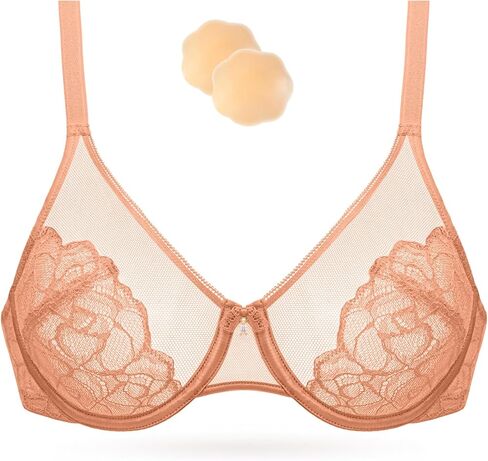 حمالة صدر نسائية من Wingslove مصنوعة من الدانتيل الشفاف مع سلك داخلي غير مبطنة تغطية كاملة مقاس كبير صدر كبير in Kuwait