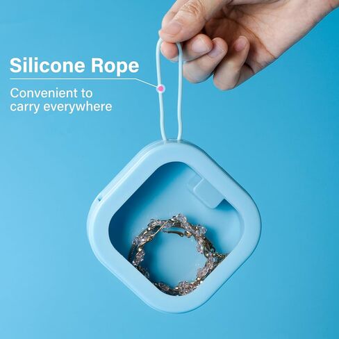 ساجود 4 قطع منظم ربطات الشعر لتخزين إكسسوارات الشعر وحامل المجوهرات للحمام ورأس قطنية وموزع مسحة قطنية محمولة مع غطاء للفتيات والنساء والأطفال، أزرق in Kuwait