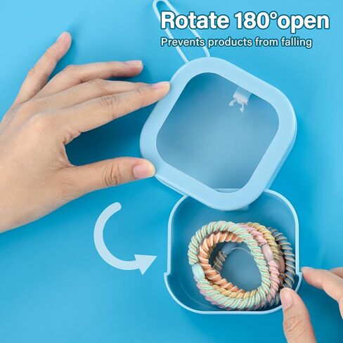 ساجود 4 قطع منظم ربطات الشعر لتخزين إكسسوارات الشعر وحامل المجوهرات للحمام ورأس قطنية وموزع مسحة قطنية محمولة مع غطاء للفتيات والنساء والأطفال، أزرق in Kuwait