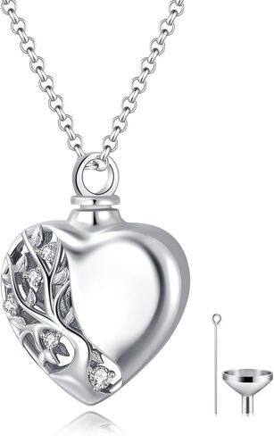 Ynnee Tree of Life Urn Necklaces for Ashes 925 Sterling Silver 5A Cubic zirconia Tree of Life Cremation Jewelry for Ashes Memory Jewelry Family Tree Jewelry for Women Girls Gifts in Saudi Arabia