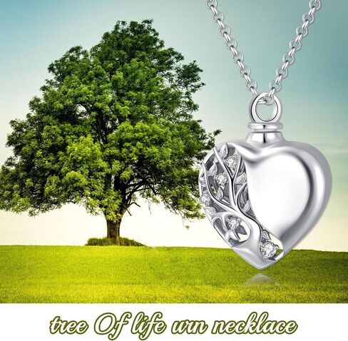 Ynnee Tree of Life Urn Necklaces for Ashes 925 Sterling Silver 5A Cubic zirconia Tree of Life Cremation Jewelry for Ashes Memory Jewelry Family Tree Jewelry for Women Girls Gifts in Saudi Arabia