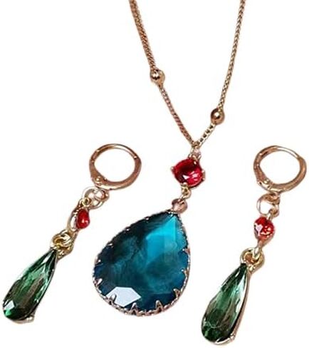 مجموعة أقراط وقلادة من Howls Green Water في مجوهرات Howls Moving Castle - الرسوم المتحركة اليابانية المفضلة المستخدمة كإكسسوارات تنكرية أو هدايا مجوهرات للحفلات التنكرية والنساء والرجال ومحبي الرسوم المتحركة. in Kuwait