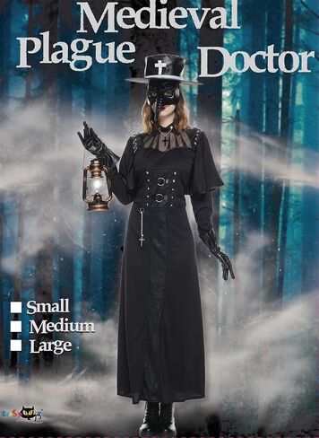 EraSpooky Women Plague Doctor Costume Halloween Steampunk Medieval Bird Beak Cosplay Suits in Saudi Arabia