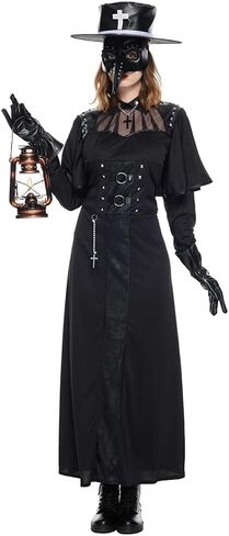 EraSpooky Women Plague Doctor Costume Halloween Steampunk Medieval Bird Beak Cosplay Suits in Saudi Arabia