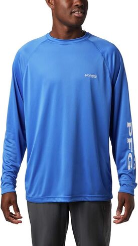 Columbia Men's Terminal Tackle Long Sleeve Shirt, Vivid Blue/Cool Grey Logo, 3X Tall in Saudi Arabia