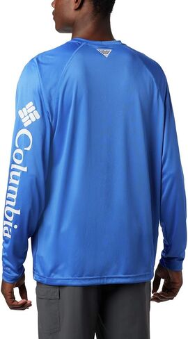 Columbia Men's Terminal Tackle Long Sleeve Shirt, Vivid Blue/Cool Grey Logo, 3X Tall in Saudi Arabia