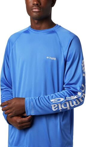 Columbia Men's Terminal Tackle Long Sleeve Shirt, Vivid Blue/Cool Grey Logo, 3X Tall in Saudi Arabia