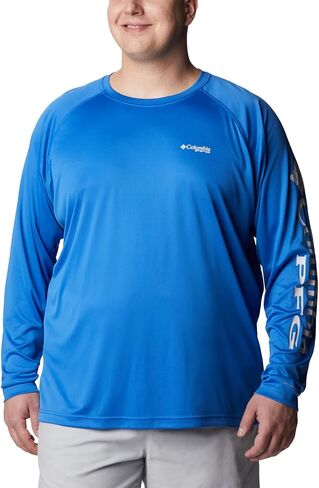 Columbia Men's Terminal Tackle Long Sleeve Shirt, Vivid Blue/Cool Grey Logo, 3X Tall in Saudi Arabia