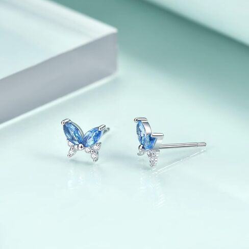 S925 Sterling Silver CZ Butterfly Stud Earrings for Women Girls,Hypoallergenic Tiny Butterfly Earrings for Second Hole | Multiple piercings in Kuwait