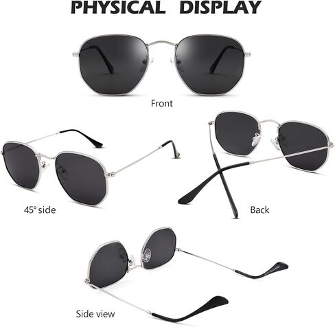 Pro Acme Polarized Hexagon Sunglasses for Women Men Polygon Sunnies Square Metal Frame in Saudi Arabia