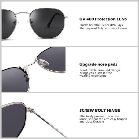 Pro Acme Polarized Hexagon Sunglasses for Women Men Polygon Sunnies Square Metal Frame in Saudi Arabia
