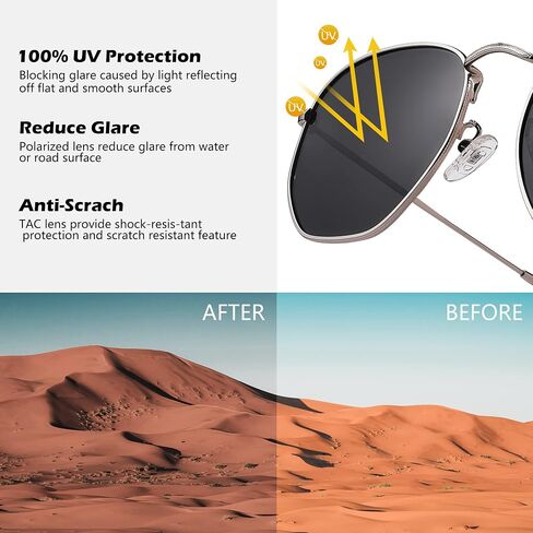 Pro Acme Polarized Hexagon Sunglasses for Women Men Polygon Sunnies Square Metal Frame in Saudi Arabia