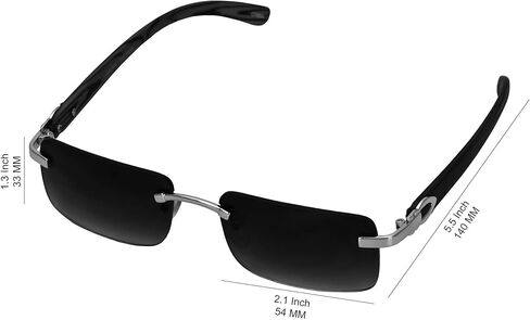 Elite Slim Rimless Rectangular Metal & Wood Art Aviator Sunglasses in Kuwait