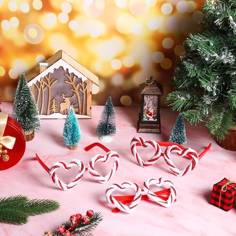 12 قطعة من نظارات عيد الميلاد من Chapou، نظارات قصب الحلوى اللامعة، نظارات تنكرية لحفلات العطلات للأطفال والكبار in Kuwait