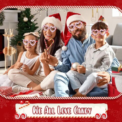 12 قطعة من نظارات عيد الميلاد من Chapou، نظارات قصب الحلوى اللامعة، نظارات تنكرية لحفلات العطلات للأطفال والكبار in Kuwait