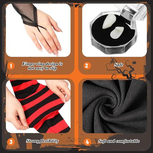 Suhine Halloween Vampire Costume for Women Black and Red Legging Black Dress Vampire Fangs Glove for Cosplay Party in Saudi Arabia