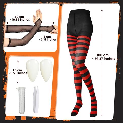 Suhine Halloween Vampire Costume for Women Black and Red Legging Black Dress Vampire Fangs Glove for Cosplay Party in Saudi Arabia
