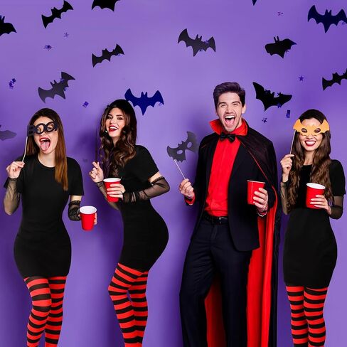 Suhine Halloween Vampire Costume for Women Black and Red Legging Black Dress Vampire Fangs Glove for Cosplay Party in Saudi Arabia