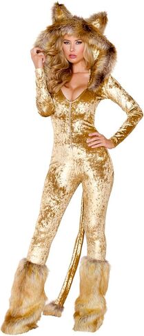 Yandy Brown S-M Deluxe Jungle Furry Cowardly Lion Crushed Velvet Faux Women Halloween Costume in Saudi Arabia