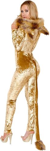 Yandy Brown S-M Deluxe Jungle Furry Cowardly Lion Crushed Velvet Faux Women Halloween Costume in Saudi Arabia