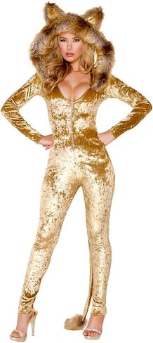 Yandy Brown S-M Deluxe Jungle Furry Cowardly Lion Crushed Velvet Faux Women Halloween Costume in Saudi Arabia