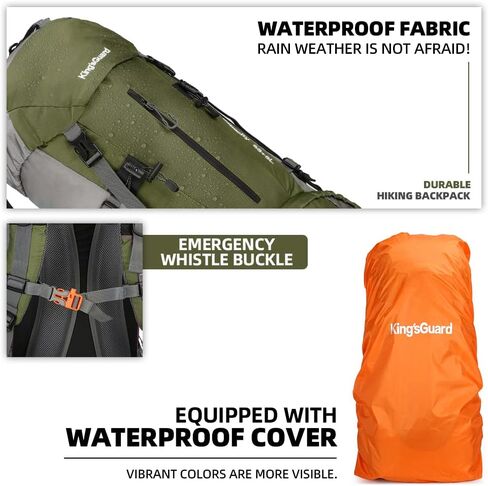 70L Camping Hiking Backpack with Rain Cover Waterproof Backpacking Backpack for Hiking Treeking Climbing Outdoor in Kuwait