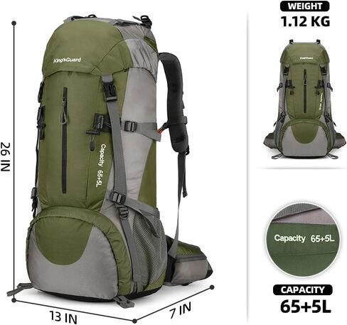 70L Camping Hiking Backpack with Rain Cover Waterproof Backpacking Backpack for Hiking Treeking Climbing Outdoor in Kuwait