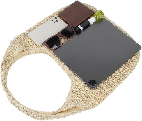 حقيبة يد من القش من Freie Liebe للنساء حقيبة شاطئ كبيرة وحقائب كتف منسوجة للصيف in Kuwait