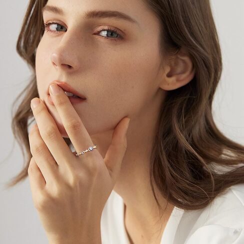 MUSECLOUD 14K Gold Plated Evil Eye Ring for Women White Gold Plated 925 Sterling Silver Evil Eye Ring Minimalist Blue Eye Band Ring Protection Jewelry Size 5-10 in Kuwait