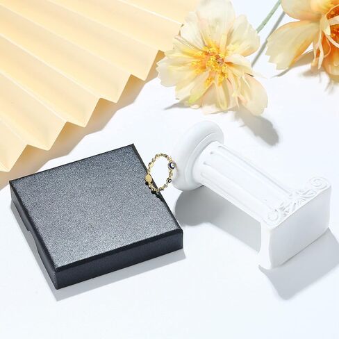 MUSECLOUD 14K Gold Plated Evil Eye Ring for Women White Gold Plated 925 Sterling Silver Evil Eye Ring Minimalist Blue Eye Band Ring Protection Jewelry Size 5-10 in Kuwait